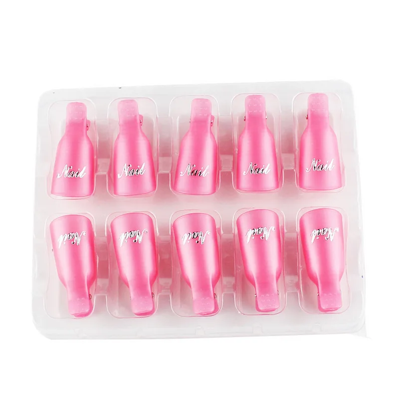 10pcs Nail Clips Gel Polish Remover Nail Art Soaker Caps UV Degreaser Polish Remover Tool Plastic Clips Soak Off Caps Wraps