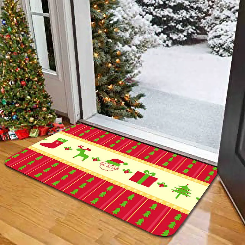 Christmas Carpet Antislip Alfombra Rug Tapis Tapete Floor Door Mat Tr Bedroom Kitchen Bathroom Casa E Jardim Maison Decor