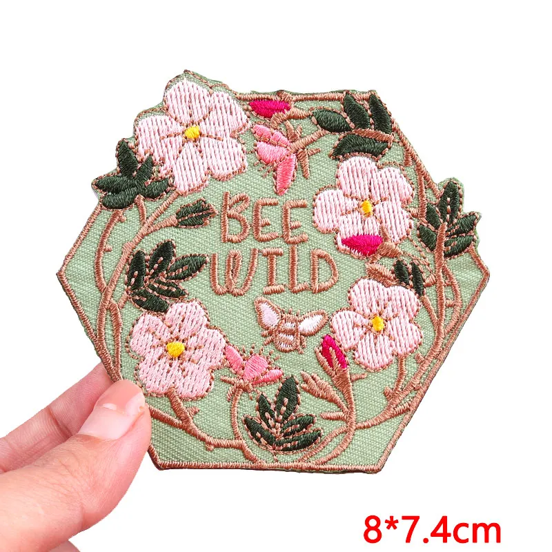 Good Vibes/Positive Letter Slogan Embroidered Patches DIY Personality Cartoon Patch Iron On Patches For Clothing Jeans Stickers - view 3