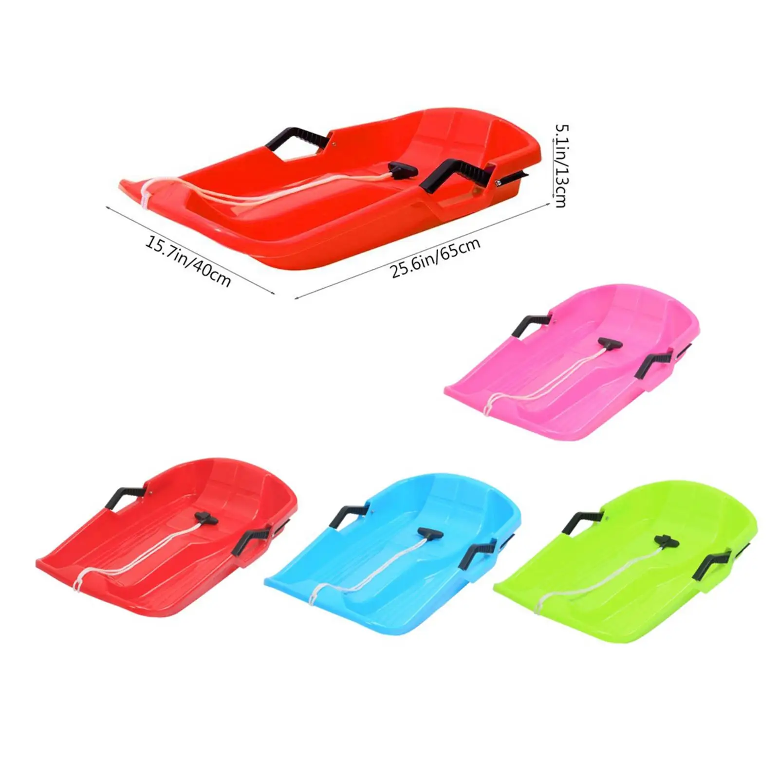 Adult Kid Snow Sled Thick HDPE Plastic Sledge with Rope Multi Purpose Winter Board for Downhill Outdoor Sports