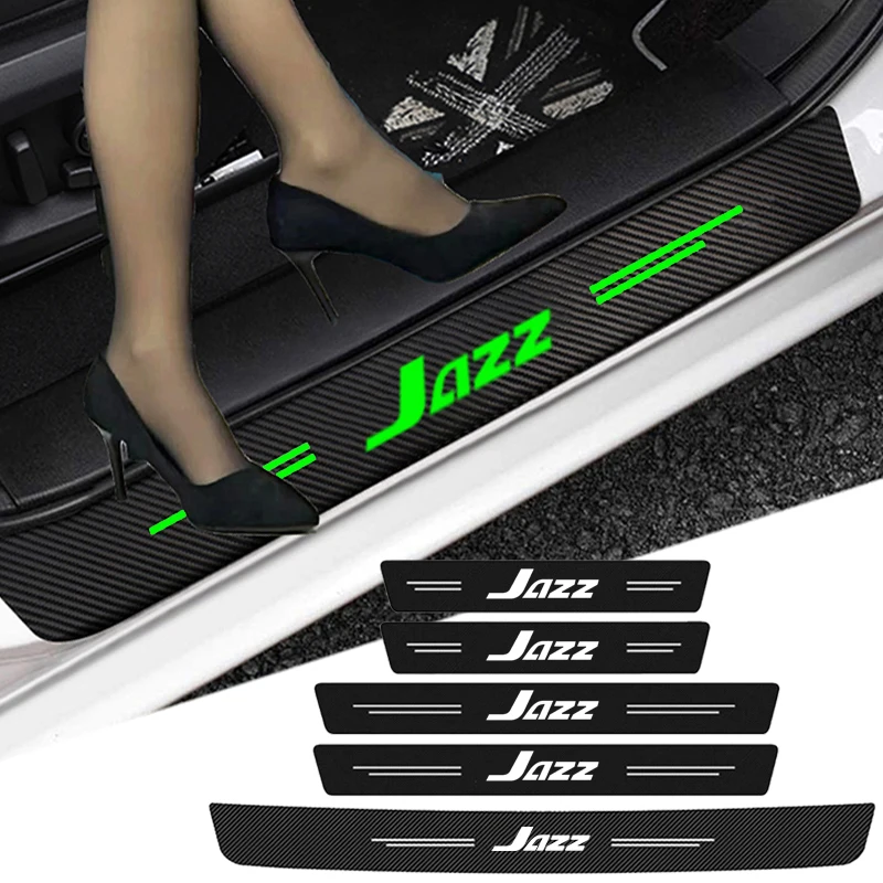 Luminous Car Threshold Door Pedal Strips for Honda Jazz Logo Rear Trunk Sill Bumper Protector Sticker Anti-Scratch Guard Decals