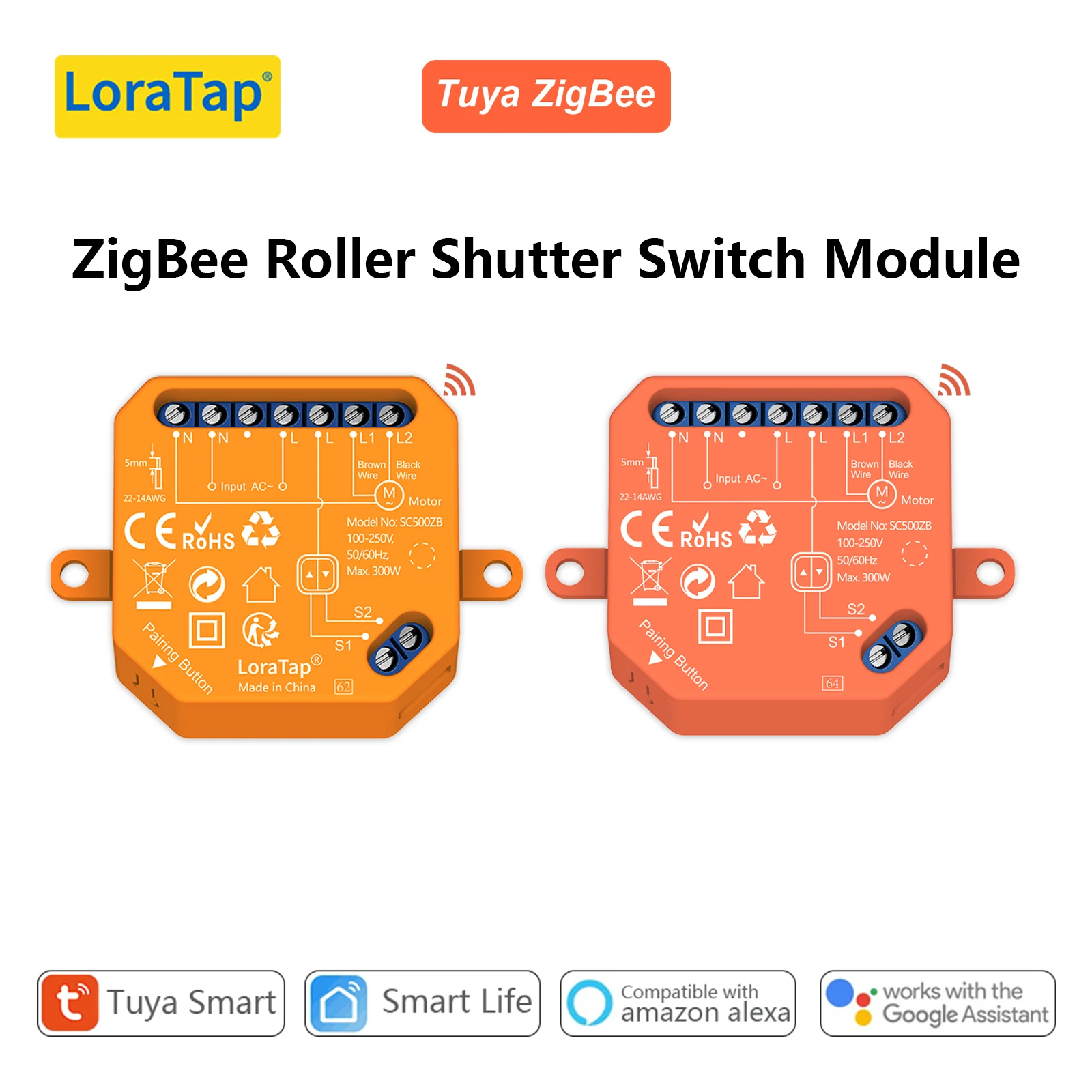 LoraTap ZigBee Shutter Switch Module For Electric Motorized Curtain Blind Tuya Smart Life Roller Alexa Google Home ZigBee2MQTT