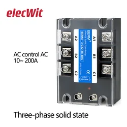 3 Phase 10A 60A 80A 100A 150 200A Three Phase SSR 80-250VAC Control 24-480V Solid State Relay  AC-AC