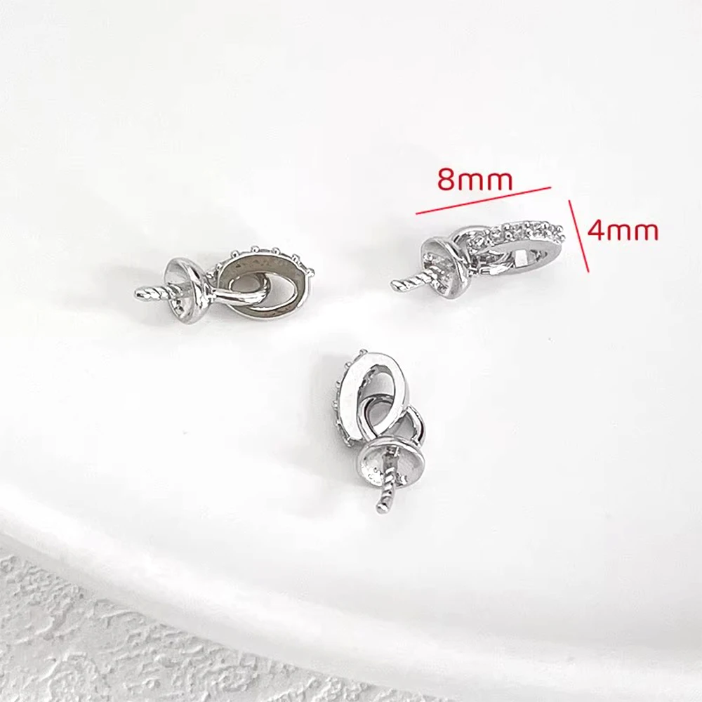 5 Pieces Brass Plated with Genuine Gold Zircon Inlay Insertable Pearl Connecting Buckle Pendant DIY Jewelry Making Accessory