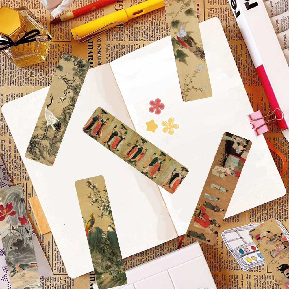 30PCS Colorful Chinese Famous Bookmarks Nostalgia Creative Scrapbooking Bicycle Reading Book Motorcycle Funny Bookmarks