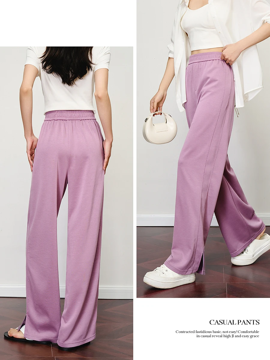 กางเกงขายาวลำลองทรงหลวมสไตล์สบายๆ สำหรับผู้หญิง ฤดูใบไม้ร่วง 2025 แฟชั่นใหม่ ดีไซน์หรู เอวสูง ทรงขากว้าง เสื้อผ้าผู้หญิง รุ่น O57XK98605