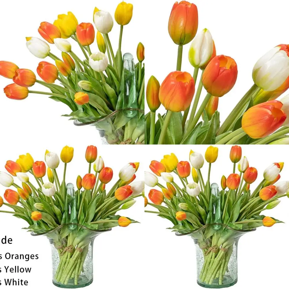 

Реалистичный букет из латексного тюльпана из 40 предметов, ярко-оранжевый, идеально подходит для декора дома, офиса и мероприятий
