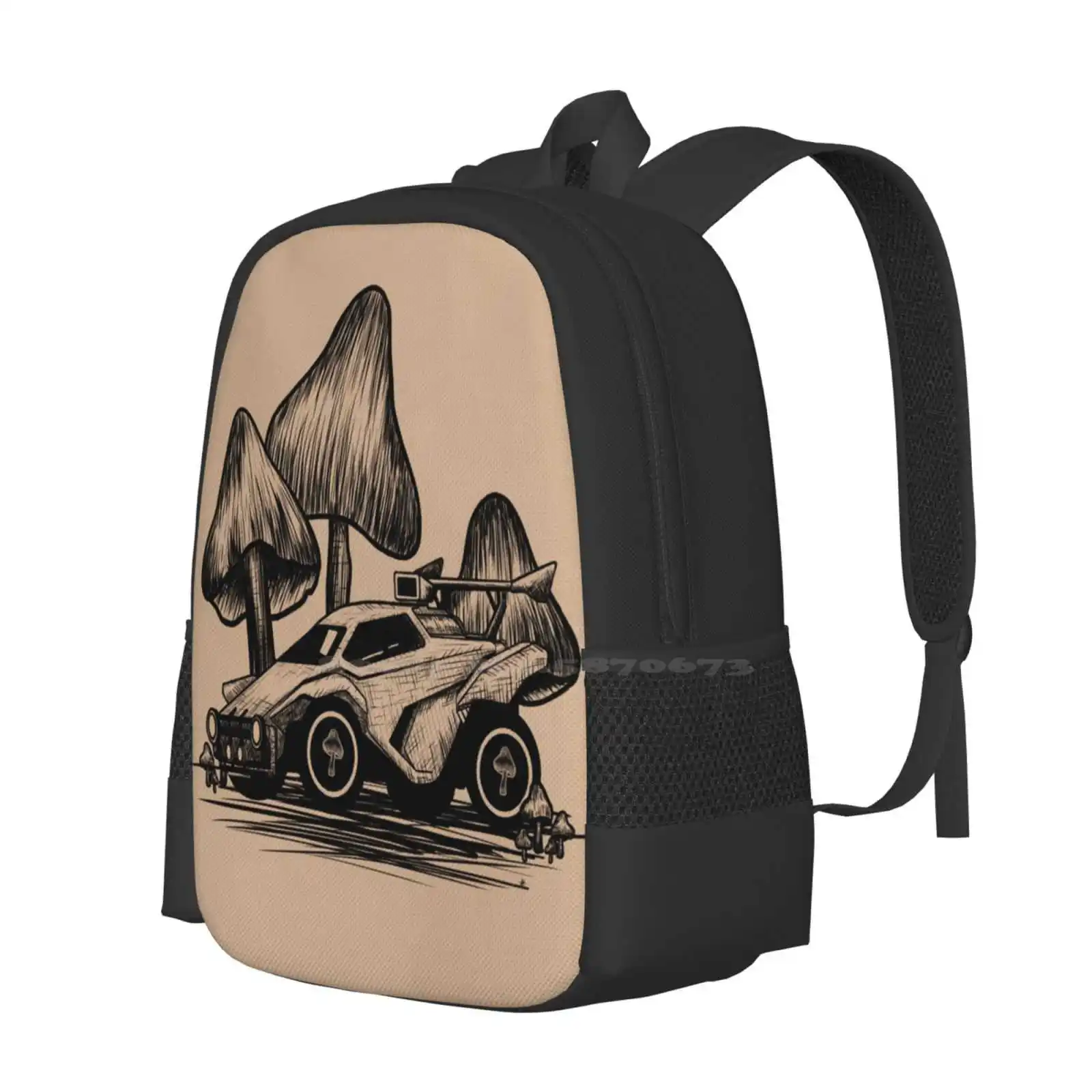 Shroomtane Mushroom Octane Hot Sale Schoolbag Backpack Fashion Bags Rocket League Mushroom Car Mushroom Art Shrooms Ink Style