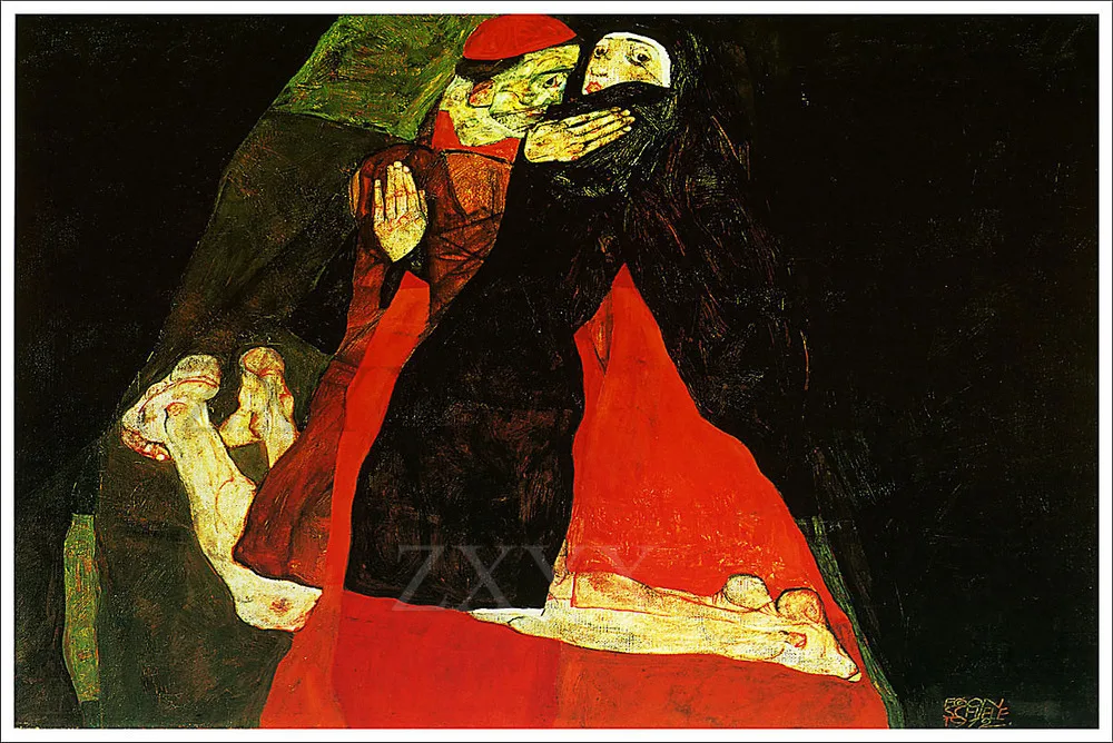 Cardinal and Nun Caress Artist Egon Schiele Giclee Art Poster Print