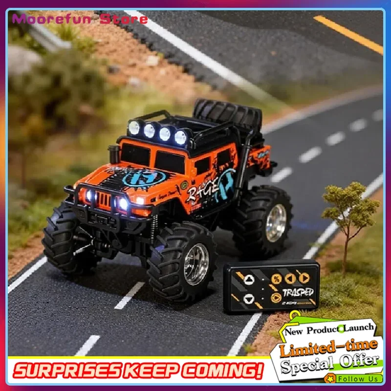 

New 1/64 Q-Version Climbing Off-Road Vehicle Mini Desktop Series 2.4g Cruise Control Light Racing Remote Control Car Toy Gift