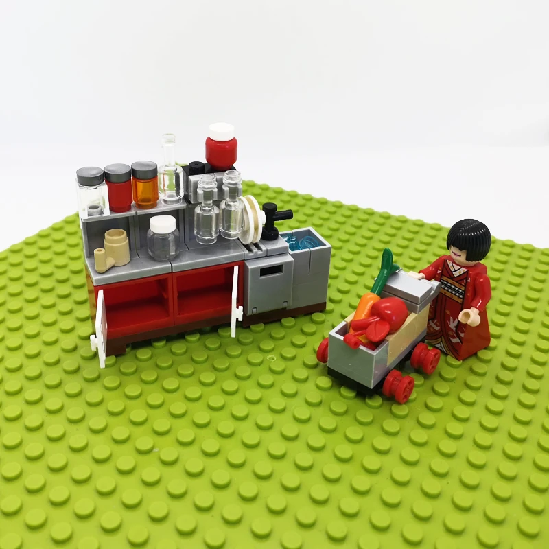 MOC-Bausteine, Möbel und Dekorationen für Wohnzimmer und Schlafzimmer – Bett, Bücherregal, Sofa, Computertisch, kleine Pflanzgefäße, Spielzeugmodelle. – Detail 19