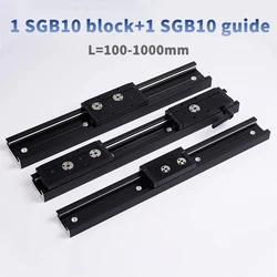 1pc linear guide black Silver Built-in dual-axis 28mm SGR10 Roller slide 1 set: 1 SGB10 block and 1 SGR10 Woodworking guide cnc