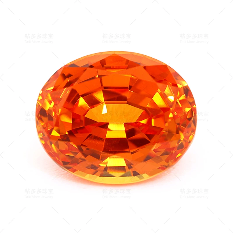 Jewelry Factory Direct Marketing Laboratory Cultivation Sapphire Bright Orange Oval High Quality Cultivation Gemstone