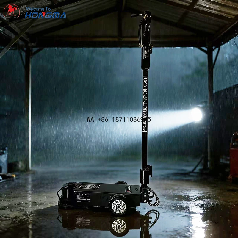 50 Ton Air Operated Hydraulic Axle Bottle Jack with Wheels for Truck SUV Car