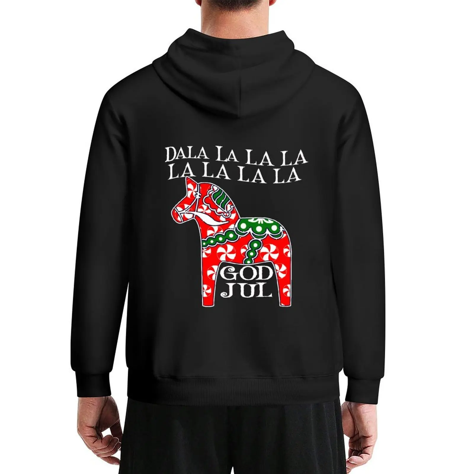 

Dala Horse Dala la la la Funny Christmas God Jul Swedish Sweden Hoodie mens clothing new hoodies and sweatshirts