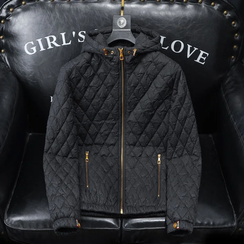 

Модная мужская хлопковая стеганая куртка с капюшоном, с цветочным узором, теплая, на молнии, повседневная, молодежная, зимняя