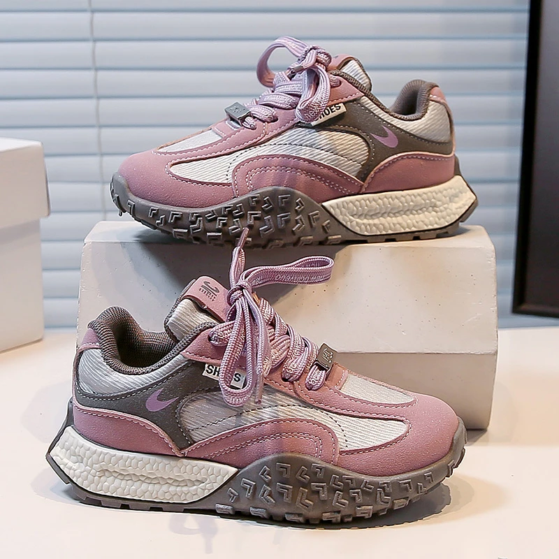 

New Children's Running Shoes Autumn Boys' Outdoor Non Slip Lace Up Sneakers Lightweight Comfortable Soft Sole Girls Casual Shoes