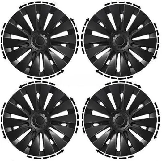 

19" Hubcaps for Tesla Model Y 2024, 4PCS Full Rim Cover, Performance Style, Snap-On Easy Install, Matte Black (B-LR)