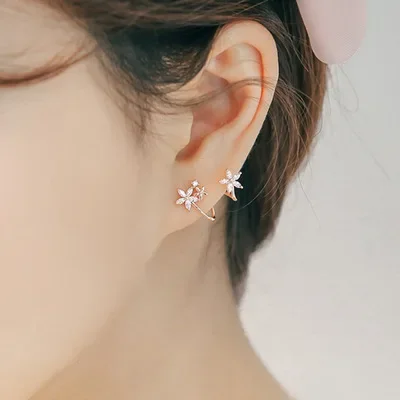 

New Hot Fashion 925 Sterling Silver Crystal Flower Earrings for Women Girls Gift Fashion Statement Jewelry