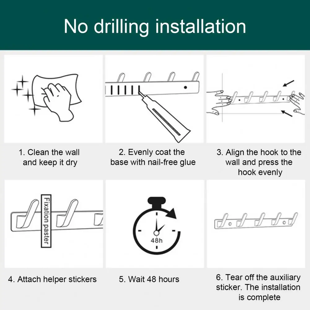 Gancio da parete forte capacità di carico gancio a fila per montaggio a parete per cappotto cappello asciugamano facile installazione appendiabiti autoadesivo per impieghi gravosi