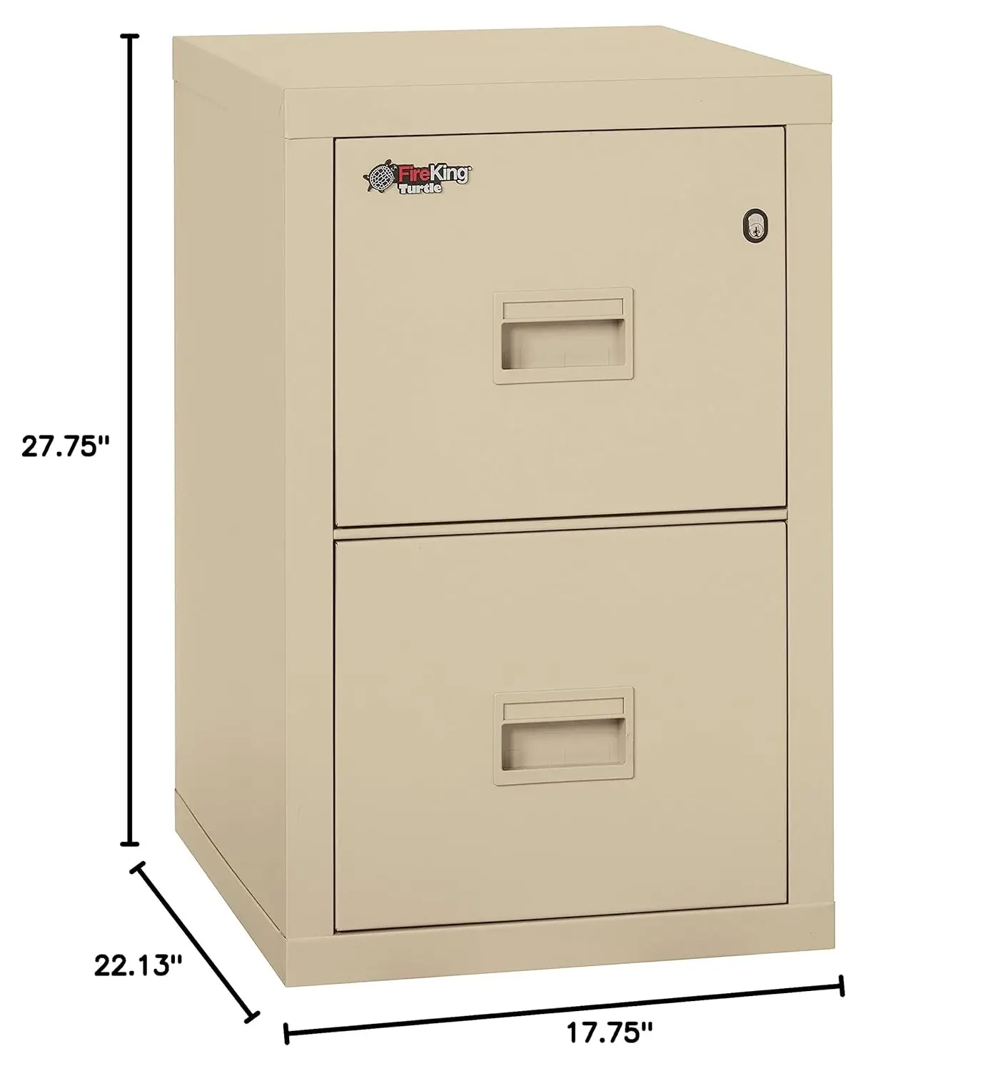 One-Hour Fireproof Vertical Filing Cabinet 2 Drawers, Legal or Letter 18