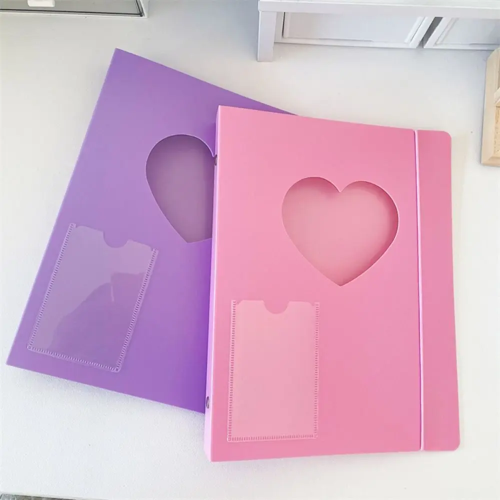 شفاف A5 Photocard غطاء الموثق شكل قلب باستثناء الصفحات الداخلية بطاقة الموثق غطاء دائم فضفاضة ورقة ألبوم بطاقة الصور