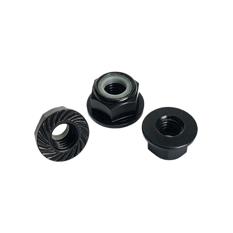 10Pcs Black Anodized Aluminum Alloy M5 M6 Flange Hex Nylock Nut Nylon Insert Self-Locking Anti Vibration Lock Nuts