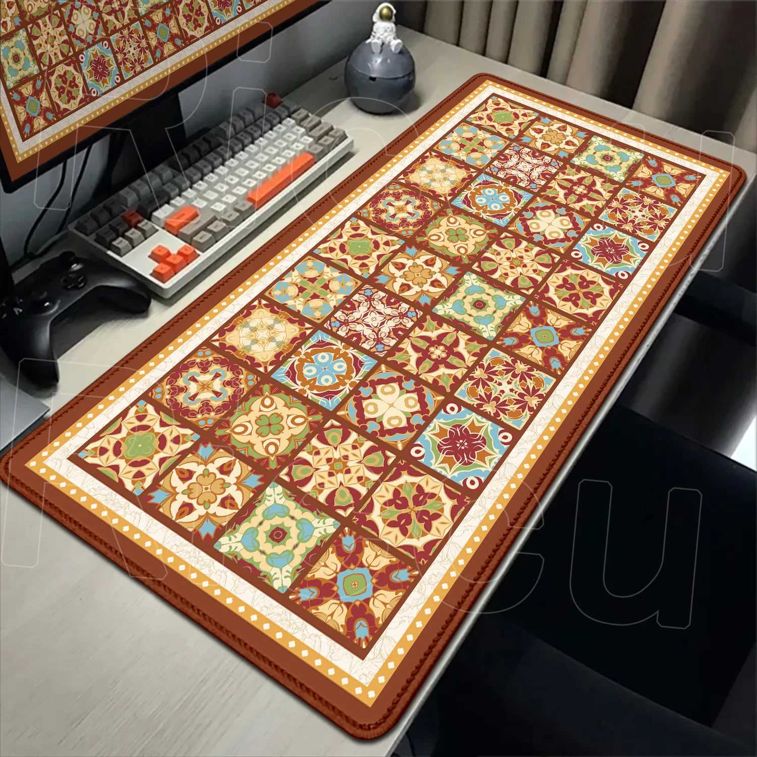 Alfombrilla de ratón XXL con diseño persa HD, alfombrilla grande para oficina, alfombrilla para escritorio de jugador, accesorio para ordenador y PC, alfombrilla de ratón de goma antideslizante de alta velocidad