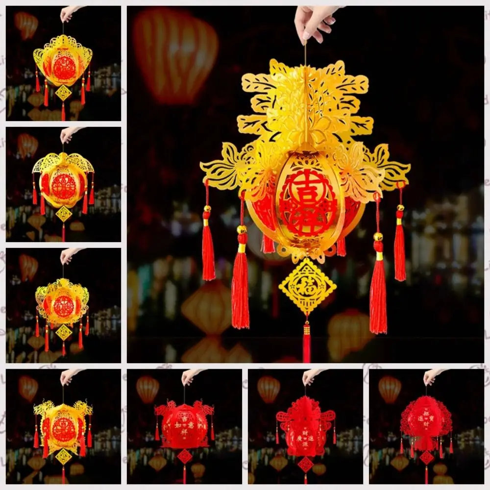 

3D Spring Festival Red Lantern Lint/Gold Foil Hanging Chinese Lint Lanterns Folding Gold/Red Good Luck Lanterns Party