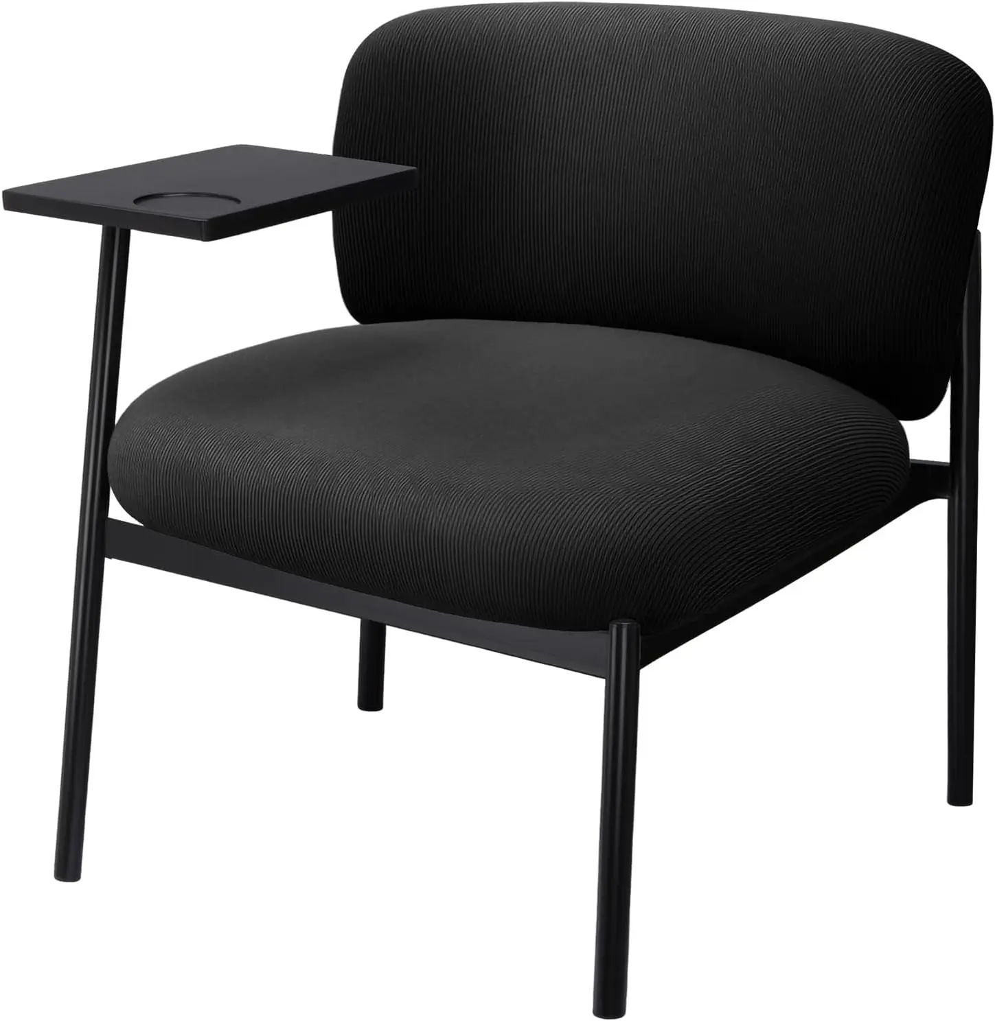 

Accent Leisure Chair, Lounge Relaxing Chair with 180°Rotating Small Table, Modern Upholstered Chairs with Metal Legs, Si