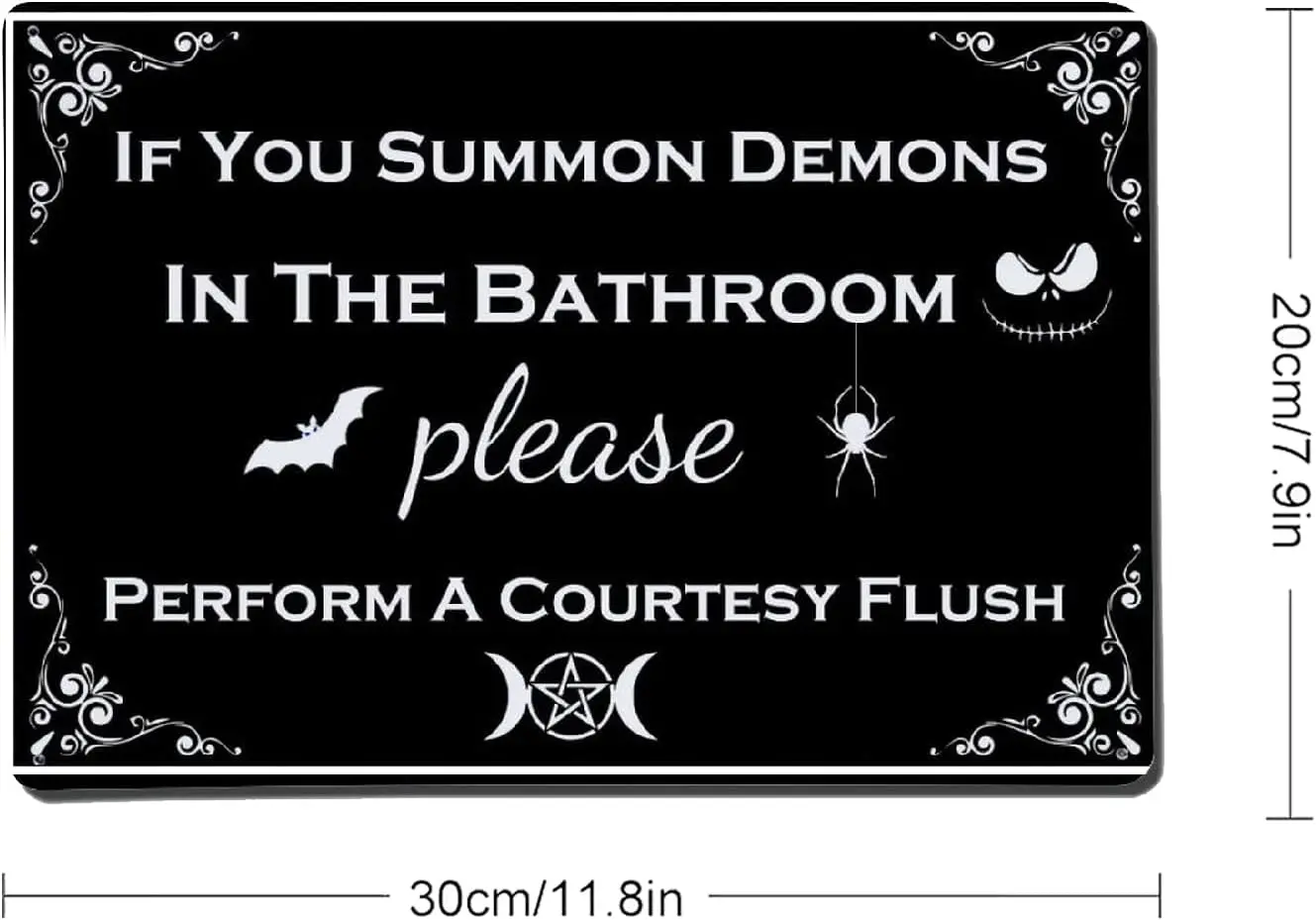 If You Summon Demons in the Bathroom Sign Vintage Bathroom Metal Sign Funny Halloween Humor Goth Gothic Bathroom Decor