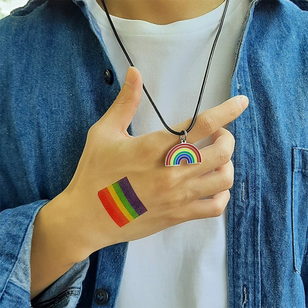 

1Set Stainless Steel Necklace Rainbow Shape Pendant Creative Design for Valentines Day Wedding Anniversary Gifts Durable Wear