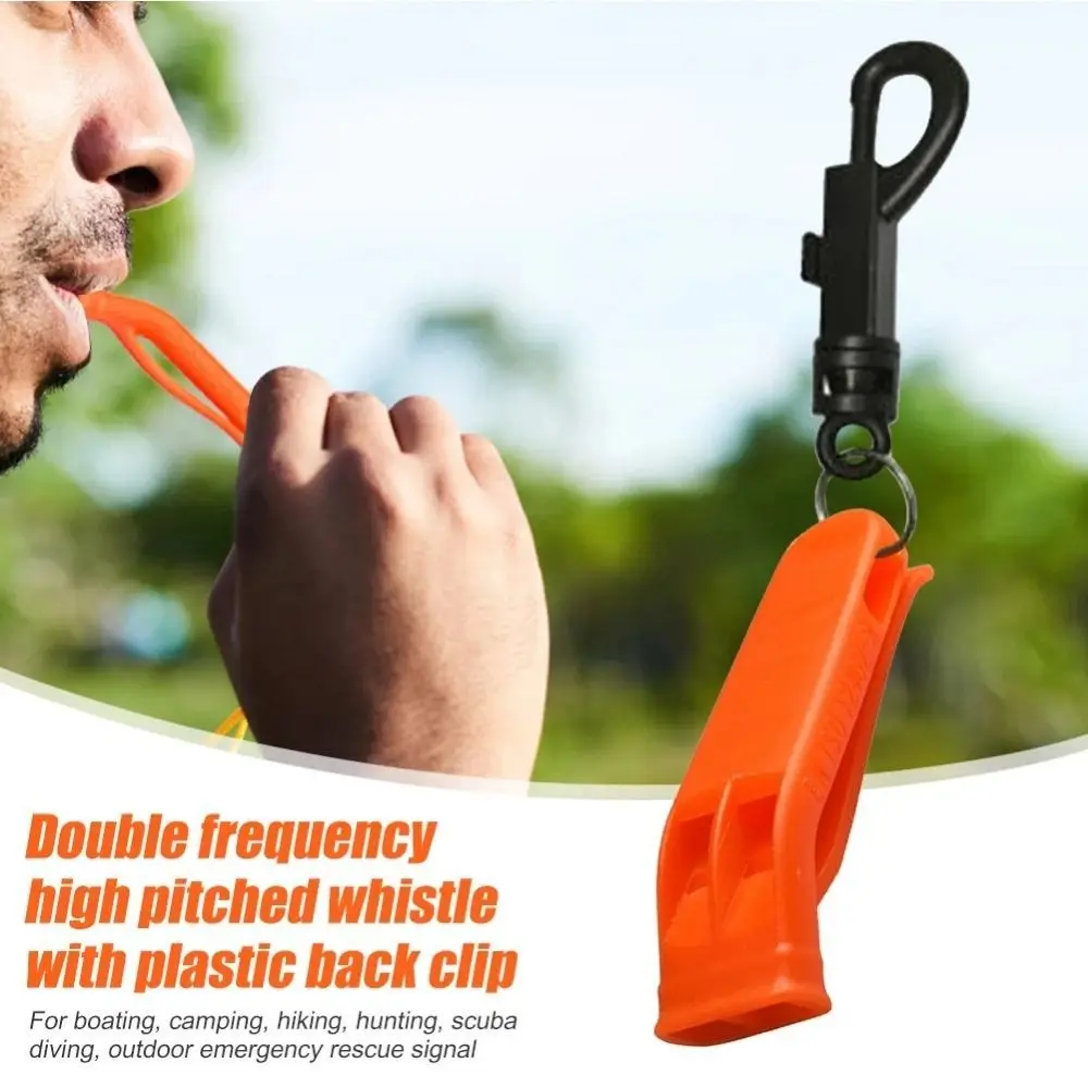 PP Plastic Outdoor Survival Whistle Loud Double Pipe Survival Rescue Whistle Orange Dual Band Outdoor Emergency Whistle Hiking