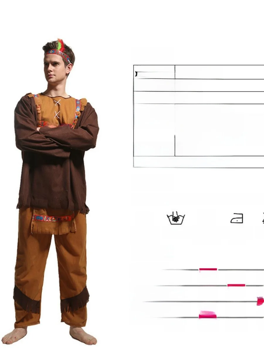 Erwachsene Männer Indisches Kostüm Halloween Cosplay Performance Kleidung Maskerade Tanz Par Rollenspiel Indigus Volkskleidung