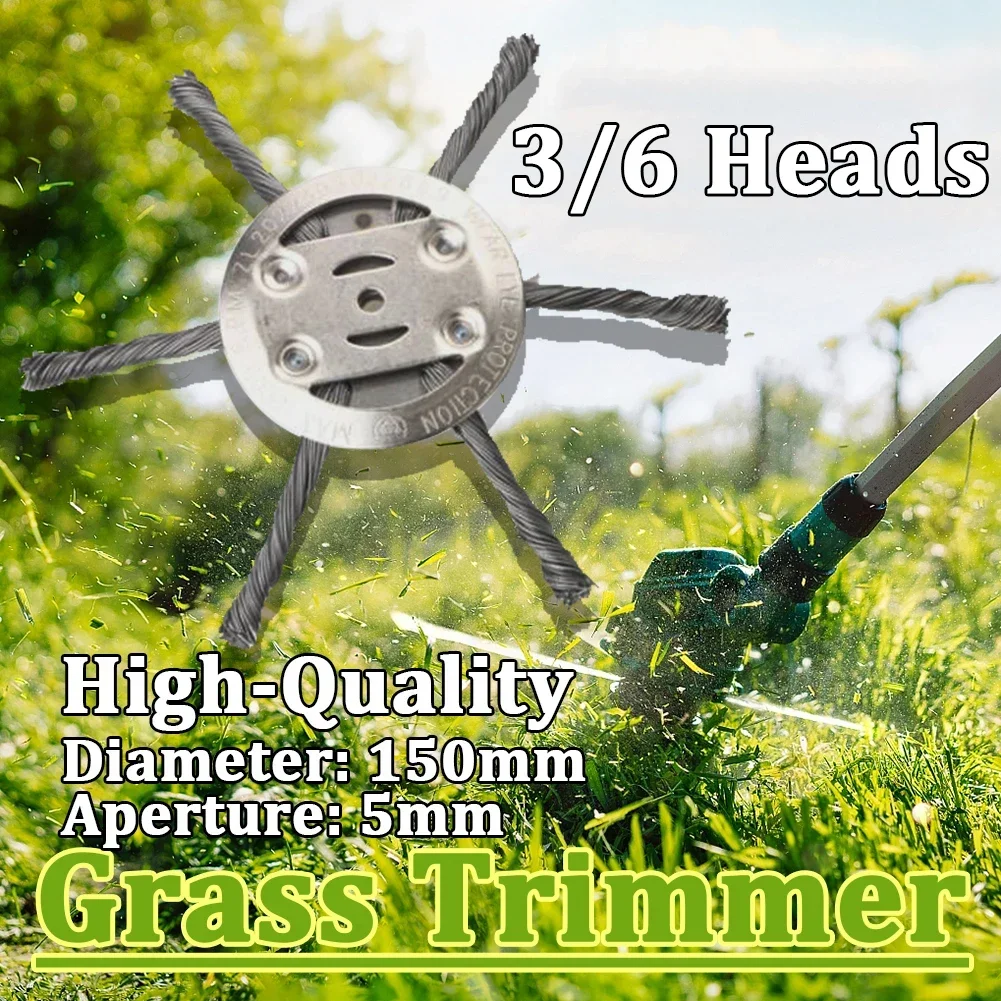 

Steel Wire Grass Trimmer Head 3/6 Head Lawn Mower Grass BrushCutter Dust Removal Weeding Plate Swing Metal Blade for Garden Tool