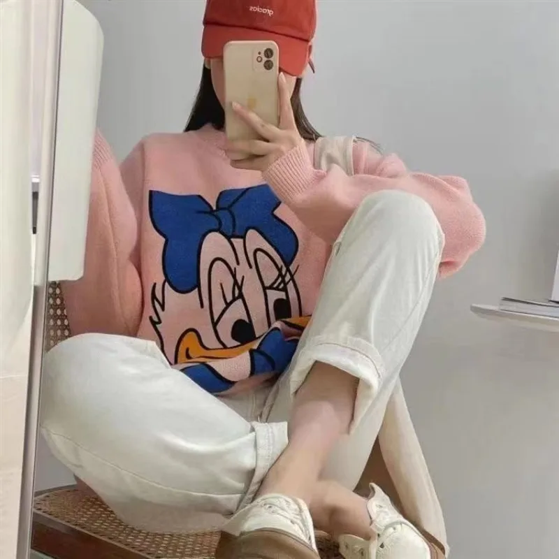 Disney-Pulls Donald japonais pour femmes, manteau de dessin animé Andrilla, sauvage, épais, Kawaii, automne et hiver