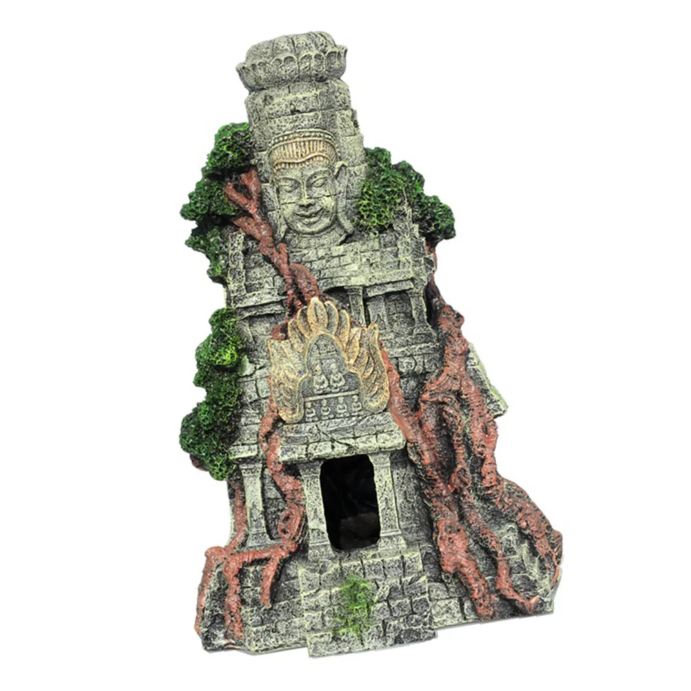 

Buddhist Statue Resin Aquarium Temple Ornament Fish Tank Landscape Decoration Underwater Aquarium Adornment Pet Supplies Decor