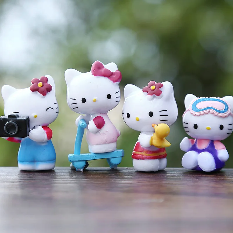 2.8-4 cm 6 stks/partij Anime Sanrio Hello Kitty Action Figure Speelgoed Leuke Kuromi Mymelody Cinnamorol Beeldje Poppen kinderen Kids Geschenken
