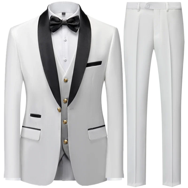 

Suit Coat Pants Vest 3 Pcs Set / 2024 Fashion Men's Casual Boutique Business Wedding Groom Dress Blazers Jacket 22887274