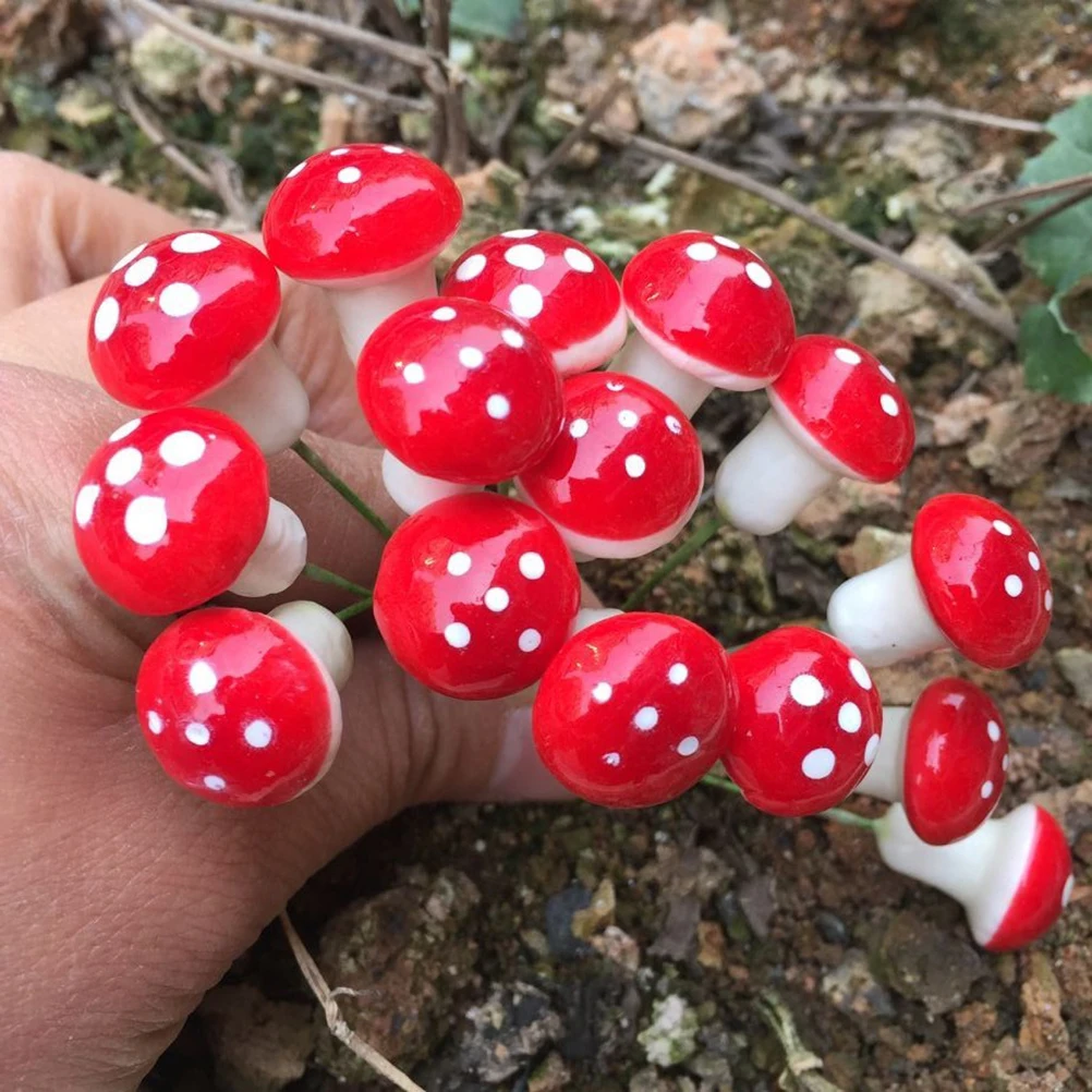 10-100Pcs/Set Mini Mushroom Miniatures Artificial Garden Fairy Moss Resin Crafts Decorations Stakes Craft For Home 2cm