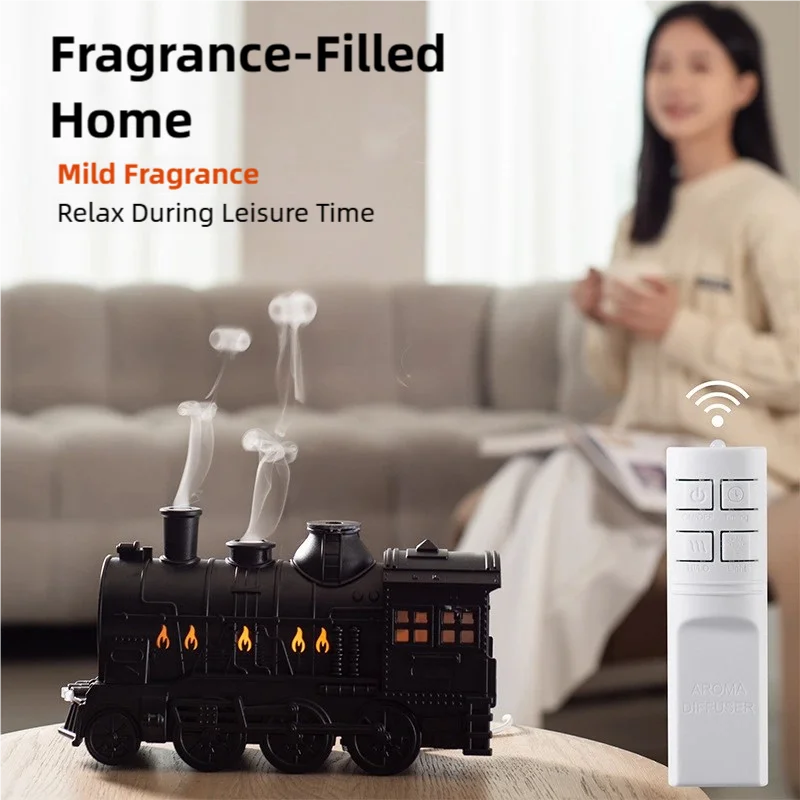 TINSOL Small Train Aroma Humidifier with Dual-Nozzle Spray and Remote Control, Essential Oil Diffuser for Bedroom - view 4