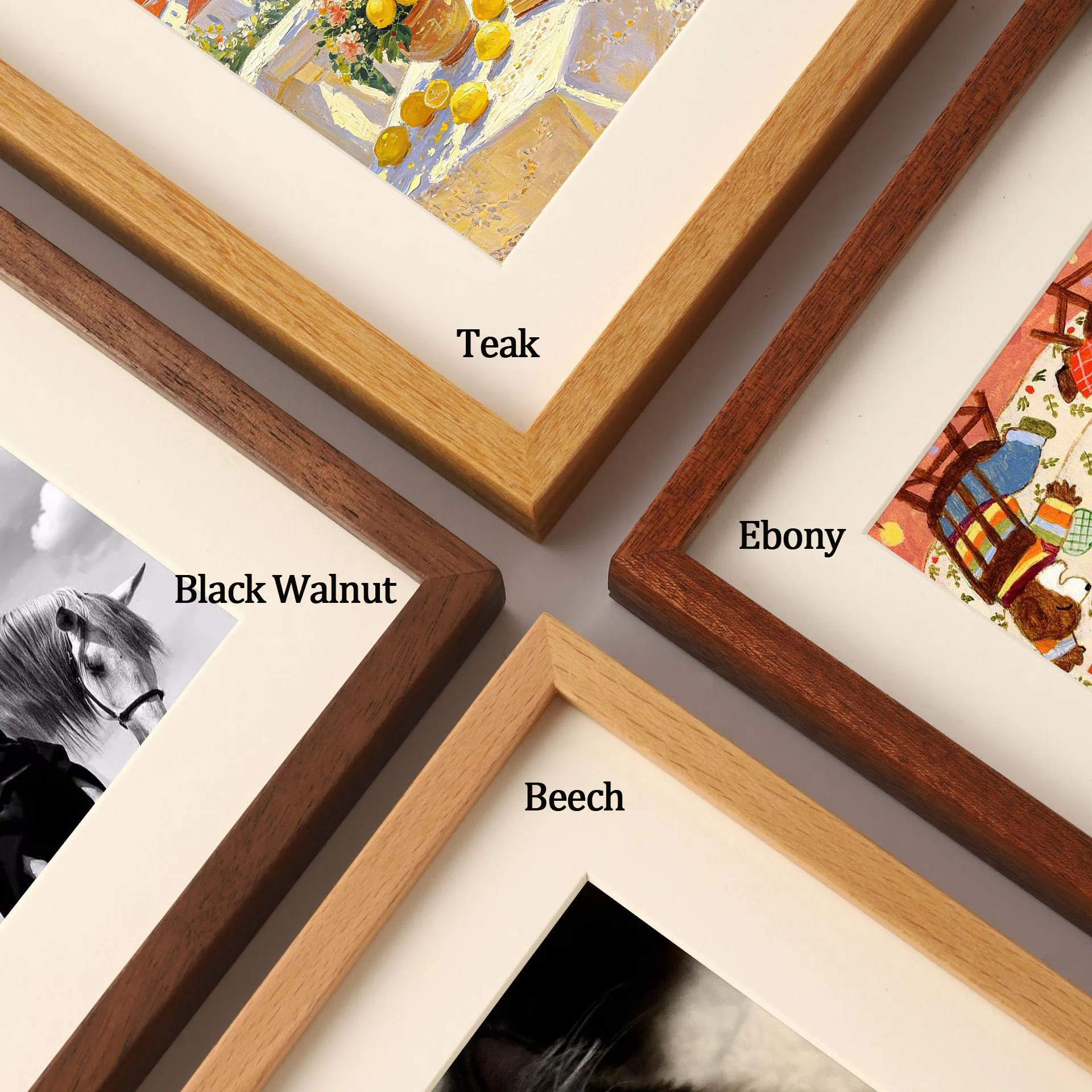 Solid Wood Photo Frame Right Angled Border Black Walnut/Teak High-Quality Mortise and Tenon Picture Frame Display Home Decor