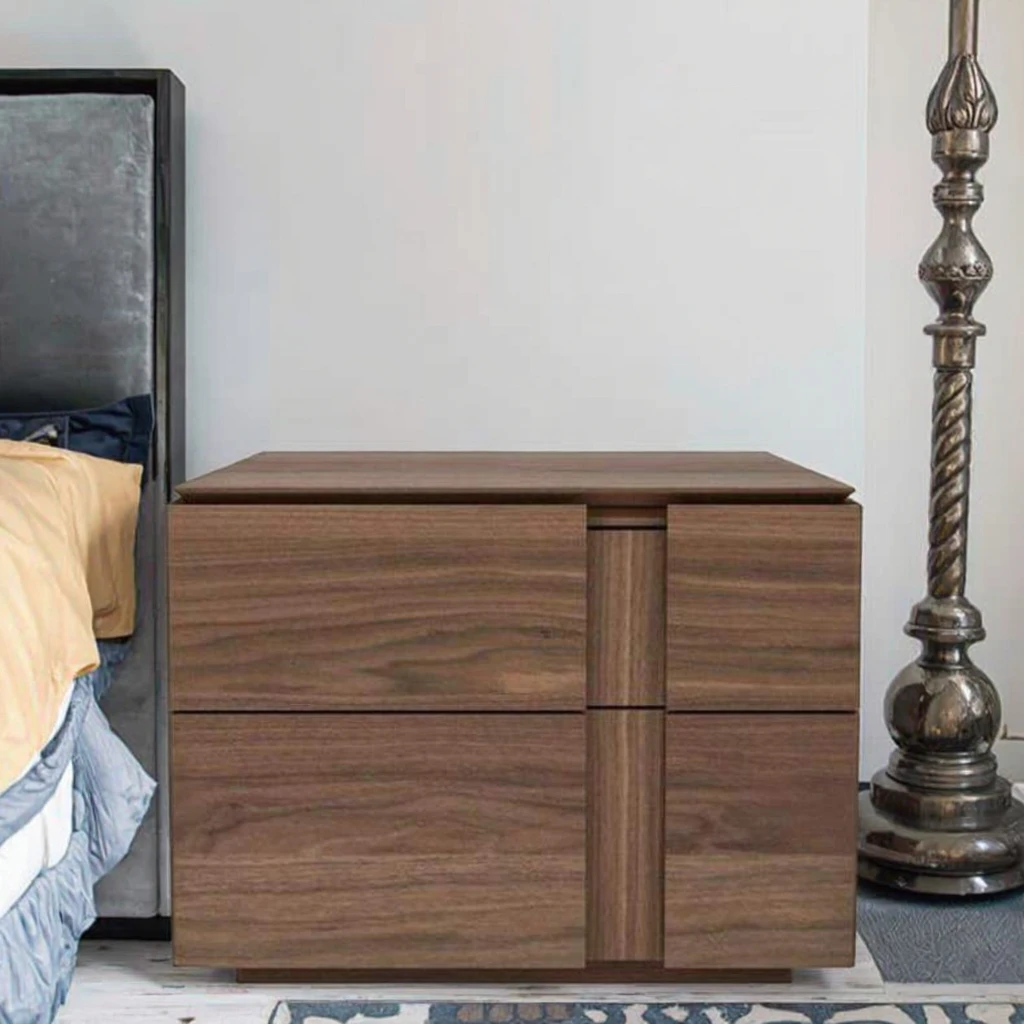 Z DU'S Modern Solid Wood Nightstand With Elegant Design And 4-Drawer Storage For Versatile OrganizationZ