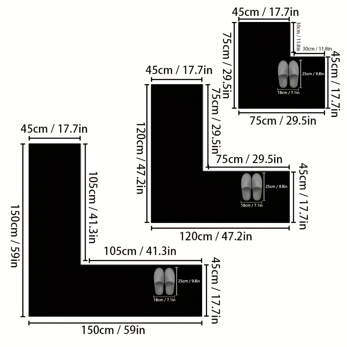 Solid color kitchen L-shaped carpet restaurant absorbent floor mat simple non-slip floor mat bathroom door mat bathroom foot mat