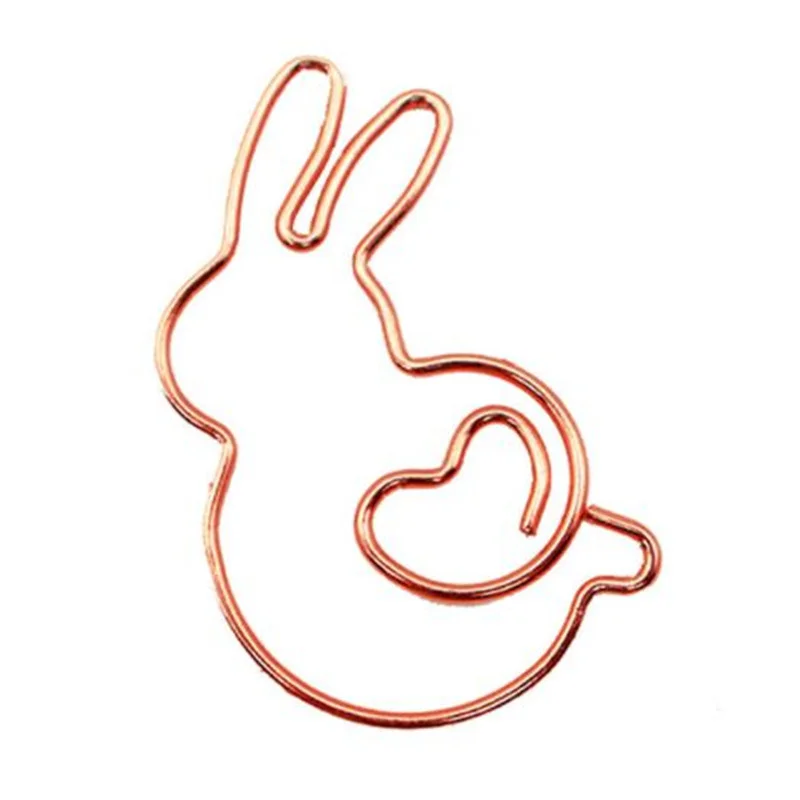 10Pcs Rabbit Metal Paper Clip Office Stationery Bookmarks Learning Materials Data File Classification Identification Animal Clip