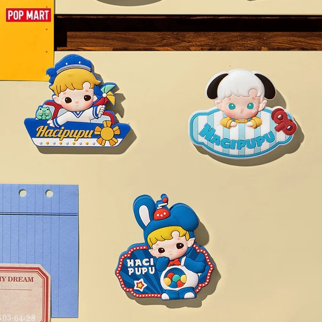 POP MART HACIPUPU ซีรีส์เครื่องเดินทางในเวลาแบบหมุนได้ - ตัวหนีบซิลิโคนติดตู้เย็น กล่องสุ่ม ของตกแต่งน่ารัก