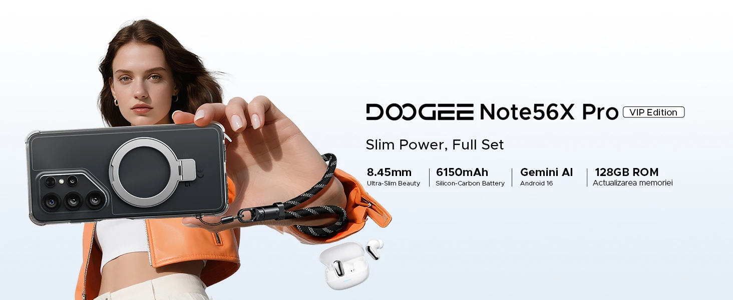 DOOGEE Note56X Pro VIP Edition Smartphone Gemini AI Android 16 6150mAh Battery 6.56'' Screen 32GB RAM(4+28) 128GB ROM Mobile Phone Widevine L1 Support Cellphone