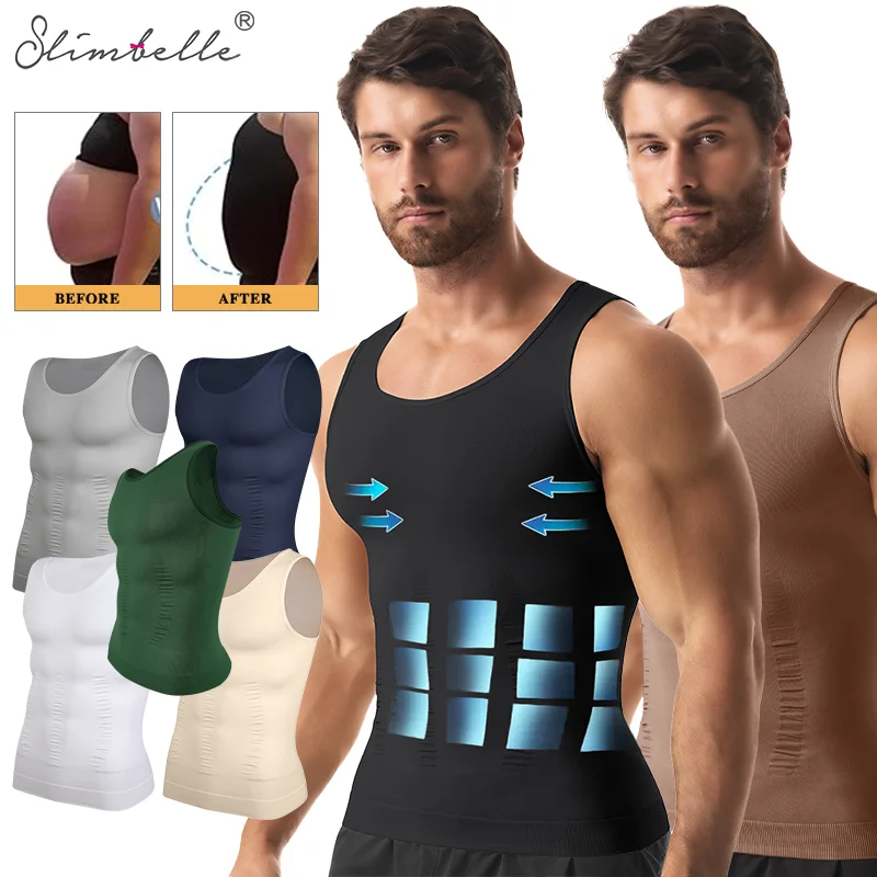 

Мужская компрессионная майка-корректор для тела, утягивающая майка-жилет, корректор талии, утягивающая майка для контроля живота, бесшовная мягкая майка без рукавов