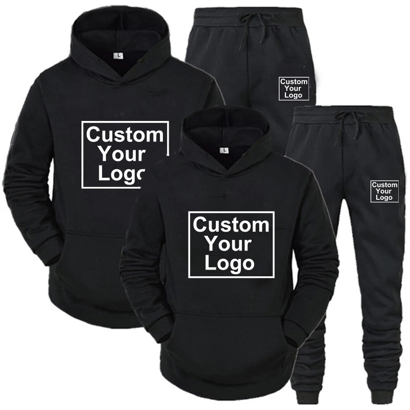 Customized logo for men and women ashionable printed sports hoodie long pants jogging set sportswear couple set plus size S-4XL