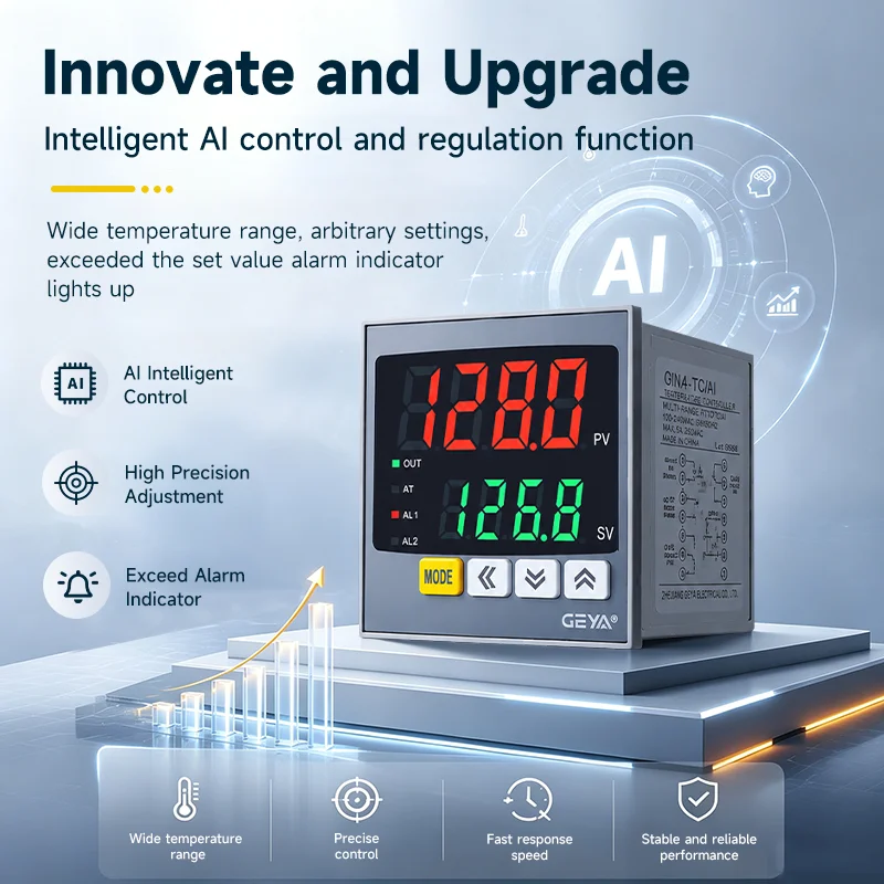 GEYA Digital Temperature Controller PID Intelligent Temperature Control Instrument 100V-240VAC Two-position Relay On-off Control